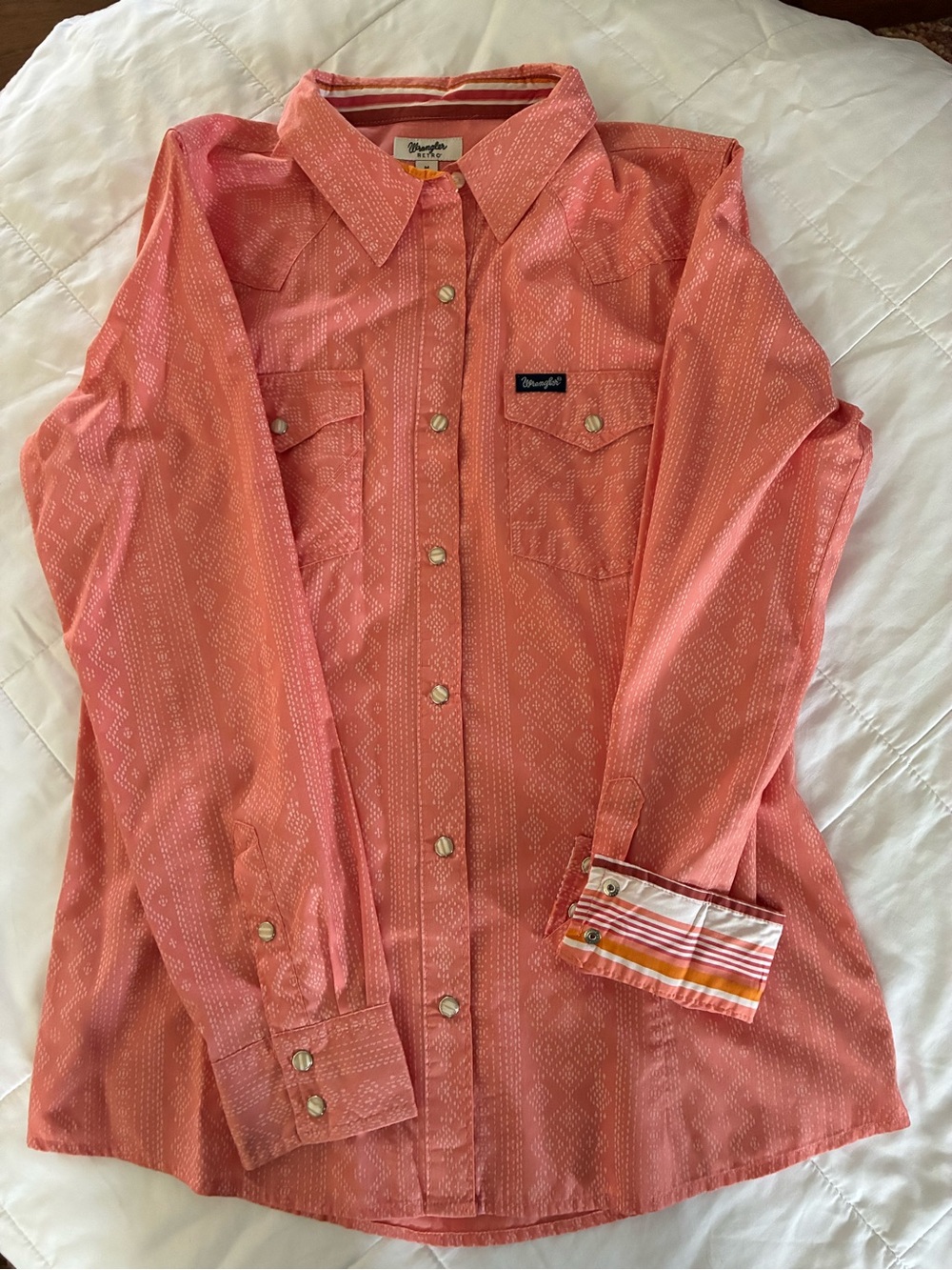 Wrangler Retro Coral Pink Western Button-Down Shirt